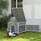 PawHut 30" W Wooden Duck Coop with Openable Roof - Grey-Ventilation holes and elevated design ensure dry habitat 