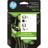 HP 63XL High Yield Black and HP 63 Tri-Colour Ink Cartridges, 2 Pack (L0R48AN)-HP 63 ink cartridges work with: HP Deskjet 1110, 1112, 2130, 2132, 3630, 3632, 3633, 3634, 3636, 3637