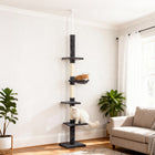 PawHut 8.5' Cat Climbing Tree 5-Tier Activity Center - Dark Grey-Plush cushioning on the outside to keep your pet cosy and comfortable 