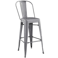 Modway Promenade Bar Side Stool - Gunmetal-Cafe and Bistro Style Bar Stool