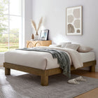Modway Runa Wood Full Platform Bed - French Oak-Round Post Legs