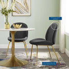 Modway Scoop Gold Stainless Steel Leg Performance Velvet Dining Chair - Black-Performance Velvet Polyester Upholstery