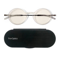ThinOptics FrontPage Collection Glasses with Milano Black Case - 1.0 - Clear-Product includes the ThinOptics Reading Glasses & the Universal Pod case featuring non-residue adhesive to stick onto your phone/case or any other hard & flat surface