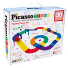 Picasso Tiles Race Track Building Blocks - 30-Piece Set-The construction race car stacking block kit features quick connect magnetized edges to easily put the pieces together to engineer the architectural structure and design simply via the laws of physics and power of magnets