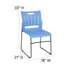 Flash Furniture HERCULES Series Sled Base Stack Chair with Air-Vent Back - Blue-Supportive Front Cross-Brace