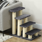 PawHut 4-Tier Pet Stairs with Scatching Post - Dark Grey-Great for older, smaller, disabled or recovering animals to reach higher spots 