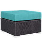 Modway Convene Outdoor Patio Fabric Square Ottoman - Espresso/Turquoise-Synthetic Rattan Weave