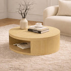 Manhattan Comfort Alure 36" Contemporary Round Coffee Table - Natural Oak-Spacious tabletop surface ideal for decor, books, and everyday essentials