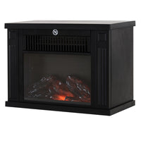 HOMCOM 14" 1000W Freestanding Electric Fireplace Heater - Black-Superior metal and tempered glass in robust build 