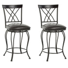 Homy Casa Industrial Swivel 26" Counter-Height Bar Stools - Set of 2 - Black Faux Leather-Elegant Design: Features a decorative backrest with a stylish pattern, adding a touch of sophistication to any space.