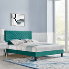 Modway Roxanne Performance Velvet Full Platform Bed - Teal-Performance Velvet Upholstery