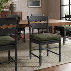 Modway Jax Oak Wood Dining Chair With Wavy Razor Back and Cushion - Black Sage-Fabric Seat Cushion
