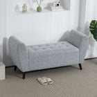 HOMCOM Upholstered Storage Bench with Armrests - Grey-Breathable fabric and padded arms deliver comfort;