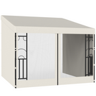 Outsunny 10 ft W x 10 ft L Wall Mounted Pergola Gazebo with Curtains and Nettings - Beige-Mounted to the wall, bring the indoors out