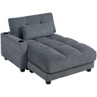 HOMCOM 58" Oversized Upholstered Chaise Lounge Sofa Bed - Dark Grey-Pocket springs and thick foam provide cloud-like softness and lasting support