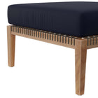 Modway Clearwater Outdoor Patio Teak Wood Ottoman - Grey/Navy-Non-Marking Foot Pins