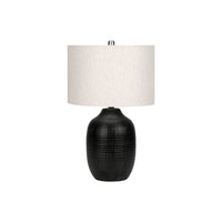Monarch Specialties 26" H Table Lamp - Black Ceramic / Ivory / Cream Shade-Bring some warmth and brightness to your home with this stylish 26"h contemporary table lamp in a elegant ginger jar shape, finished in a textured glazed black ceramic and topped with a ivory linen drum shade and silver finial