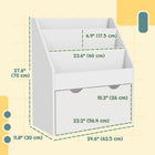 Qaba Kids Bookshelf with 3 Tier Display Shelves, Drawer for Nursery - White-Constructed from MDF for long-lasting use
