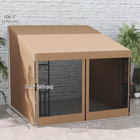 Outsunny 10 ft W x 10 ft L Wall Mounted Pergola Gazebo with Curtains and Nettings - Khaki-Features handy drainage holes
