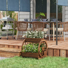 Outsunny 2-Tier Raised Garden Bed - Carbonized-Vintage-style wheel motifs give your garden a focal point
 