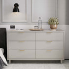 Manhattan Comfort Granville 55.04" Modern Double Wide Dresser - Light Grey-Includes 6 Full Extension Drawers with Top Drawer Designed in Vertical Textured Ribbed Lines Made from Solid Wood.