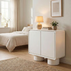 Modway Lumo 2-Door Curved Wood Accent Cabinet - White-Adjustable Floor Glides