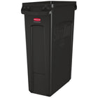 Rubbermaid Commercial Slim Jim Garbage Cans with Venting Channels - 23-Gallon - Black-Waste container