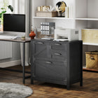 HOMCOM 4 Drawer File Cabinet with Quiet Slides - Black Wood Grain-All drawers feature silent alloy slides for easy, noise-free operation