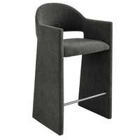 Modway Talia 41" Upholstered Fabric Bar Stool - Charcoal-Upholstered Slub Weave Fabric