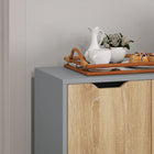 HOMCOM 35.4" L Sideboard - Grey and Nature Wood-Colour: Grey, Nature Wood