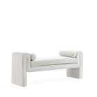 Manhattan Comfort Concord 59" Modern Chenille Upholstered Bench - Ivory-Includes Adjustable Plastic Feet Stoppers