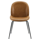 Modway Scoop Black Powder Coated Steel Leg Vegan Leather Dining Chairs - Tan - 2 Pack-7