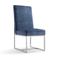 Manhattan Comfort Element 19.68" Modern Velvet Upholstered Dining Chair - Blue-Modern Dining Chair Perfect for Dining and Accent Living Room Use