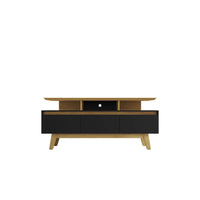 Manhattan Comfort Yonkers 62.99" Mid-Century Modern TV Stand - Black and Cinnamon-Mid-Century Modern TV Stands for Living Room and Bedroom use