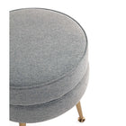 Manhattan Comfort Bailey 18.11" Mid-Century Modern Polyester Blend Upholstered Ottoman - Grey with Gold Legs - 2 Pack-Leg Height Measures: 8.66 in