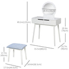 HOMCOM Makeup Vanity Desk with Round Mirror and 2 Drawers - 31.5" L x 15.7" W x 49.2" H - White-Strong and natural MDF lasts for years 