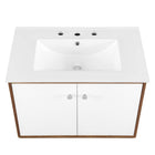 Modway Transmit 30" Wall-Mount Bathroom Vanity - Walnut/White-8