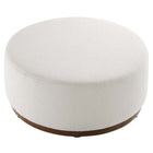 Modway Tilden Large 38" Round Boucle Upholstered Upholstered Ottoman - Cloud/Walnut-Arrives Fully Assembled