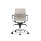 Plata Import Antoni Office Chair Leather Upholstery Low Back Adjustable Height Metal Frame - Grey-Fixed Arms