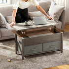 HOMCOM Lift Top Coffee Table with Storage and Charging Station - Dark Grey-Modern style complements any home decor beautifully