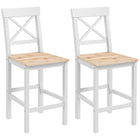 HOMCOM Counter Height Bar Stools with Cross Back and Footrest - Natural - 2 Pack-Packaged in a set of 2, perfect for having a cozy drink for two

