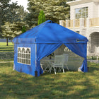 Outsunny 10 ft W x 10 ft L Pop Up Canopy Tent - Instant Sun Shelter - Blue-Powder coated metal frame ensures long-lasting use