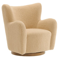 Modway Montrose Wingback Sherpa Swivel Accent Chair - Ivory Walnut-Wingback Accent Chair