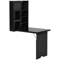 HOMCOM 23.5" Wall Mounted Table Fold Out Convertible Desk - Black-The ideal space-saving solution for any homeowner looking to store essential items and reduce clutter