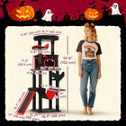 PawHut 60" Tall Gothic Cat Tree Tower with Coffin Bed - Black-All-in-one centre meets your cat's instincts for climbing and resting 