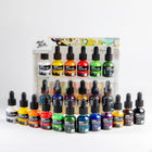 Mont Marte Premium Acrylic Ink 12-Piece Set - Essential Colours-Suitable for airbrushing, pouring art, pen and ink drawing, collage and mixed media on porous surfaces such as paper, card and canvas