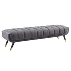 Modway Adept Performance Velvet Bench - Grey-Chic Mid-Century Modern Bench