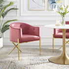 Modway Savour Tufted Performance Velvet Accent Dining Armchair - Dusty Rose-Stain-Resistant Performance Velvet