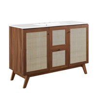 Modway Soma 48" Single Sink Bathroom Vanity - Walnut/White-MDF and Particleboard