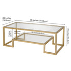 Hudson&Canal Athena 45"W Rectangular Coffee Table - Brass-9